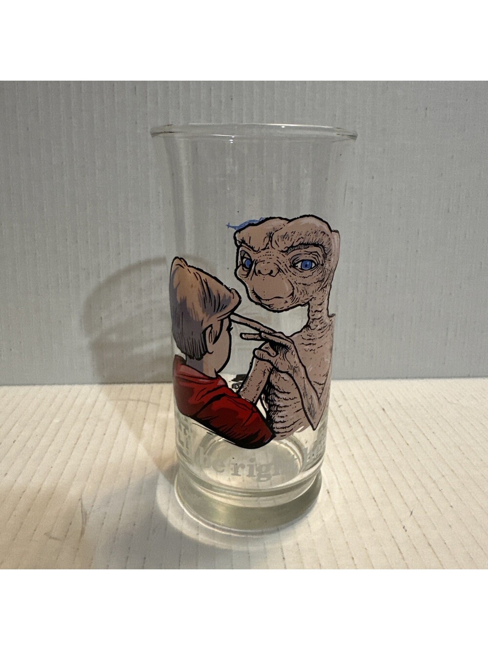 1982 ET Extra-Terrestrial Pizza Hut Glass “I'll Be Right Here” Vintage